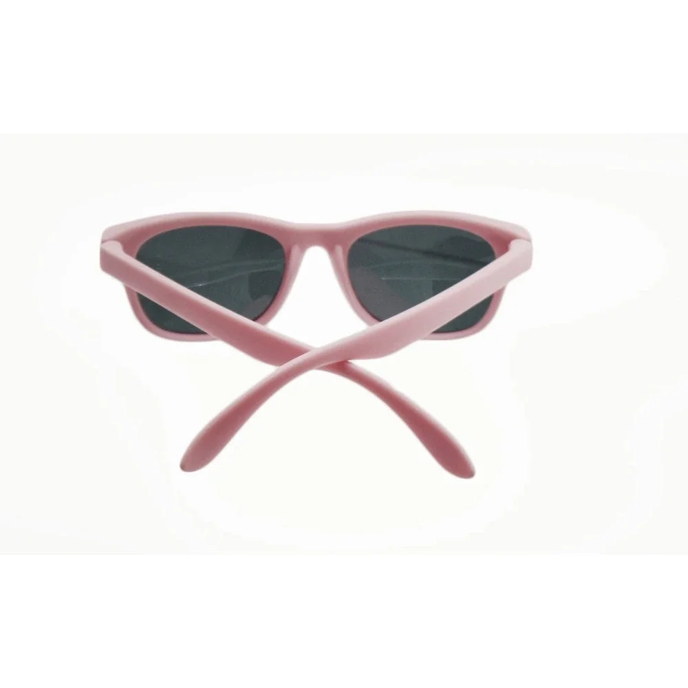 Debuff Kids Flexible Sunglasses Pink Matte Wayfarer Style with Pouch